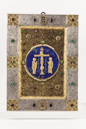 Podoba z motivom križanja na kamnu lapis lazuli