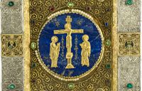 Ikone mit Kreuzigung auf Lapislazuli