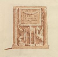 Disegno raffigurante "Urna cineraria di Caecilia Romana"
