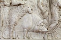 Odlitek reliefa z motivom Suovetaurilia (darovanje živali)