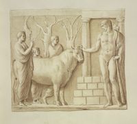 Disegno raffigurante "Rilievo con Ercole ed offerenti"