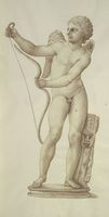 Disegno raffigurante "Eros che incorda l'arco"