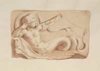 Disegno raffigurante "Rilievo con suonatore di conchiglia"