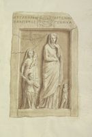 Disegno raffigurante "Stele funeraria di Lisandra"