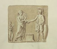 Disegno raffigurante "Rilievo con Ares e Afrodite"